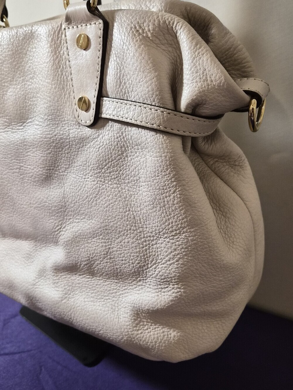 Michael Kors Bedford Large Gathered Leather Satchel – Cream White - Picture 10 of 15